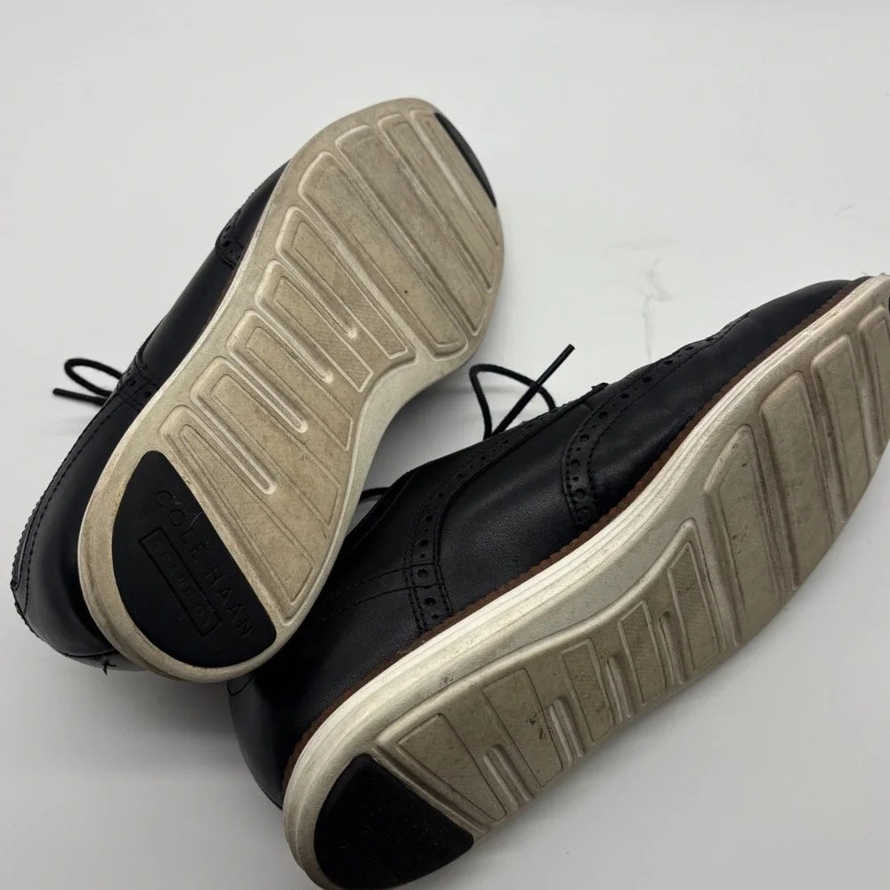 Cole Haan Grand.OS Mens Black Leather Wingtip Oxford Shoes Size 8.5M